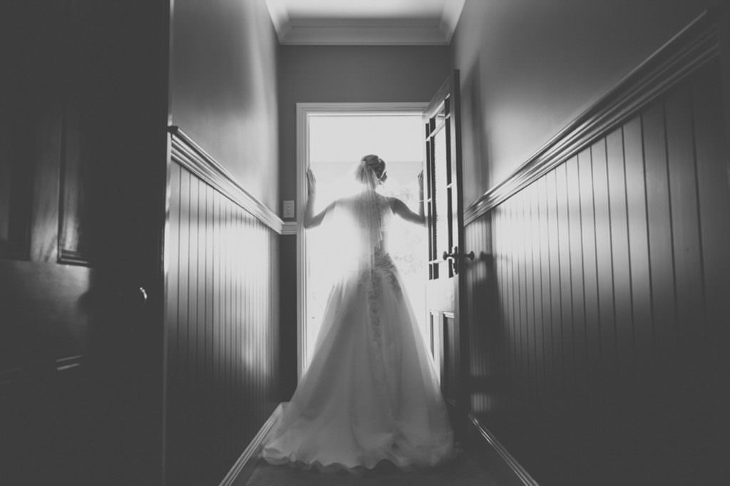 a bride near martins lane Tamworth at her front door