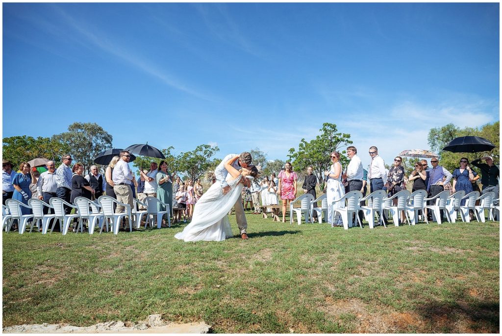 dathem park woolshed a wedding ceremony guests at a wedding ceremony