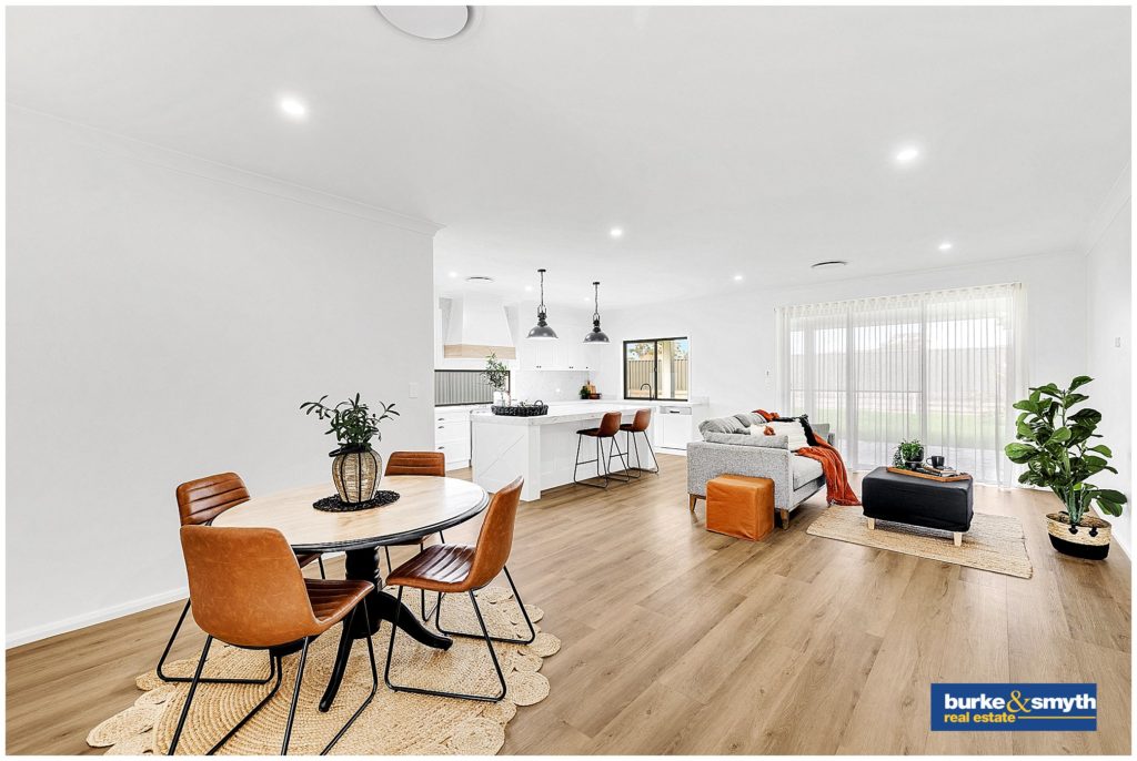 image inside a house that is on the market in Tamworth NSW that has been styled in beige & orange