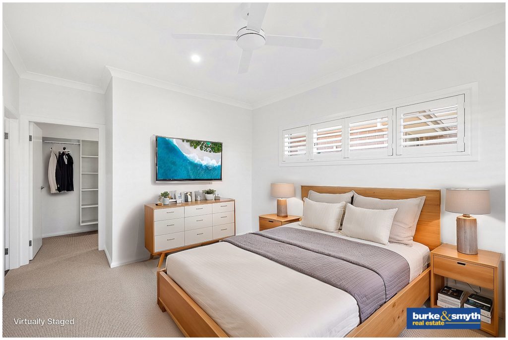 virtually staged master bedroom by Tamworth real estate photographer