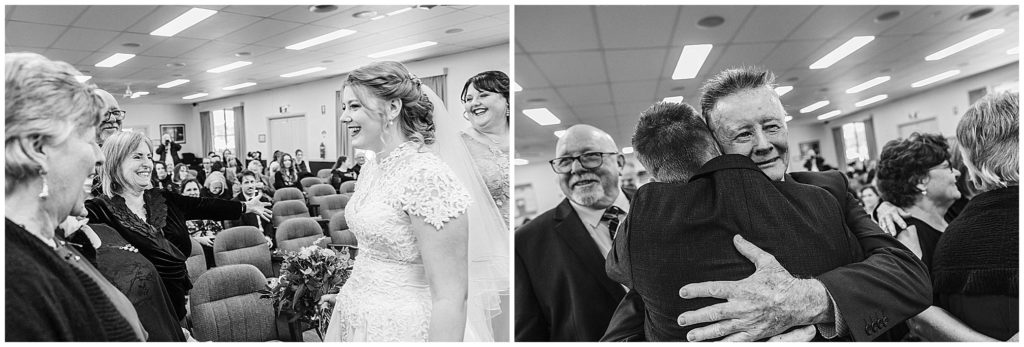 congrats at a wedding after the ceremony black and white