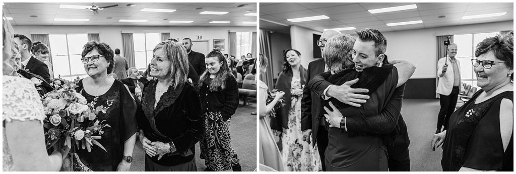 nanna hug at a wedding