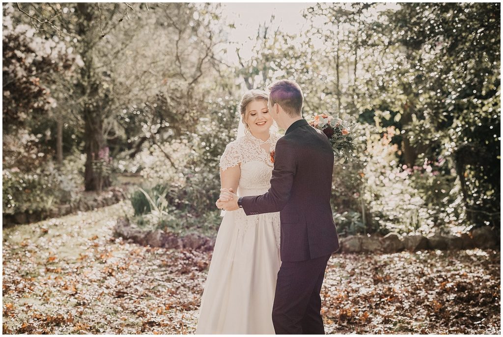 waltz for a bride and groom in the gardens at Rock Abbey reception centre