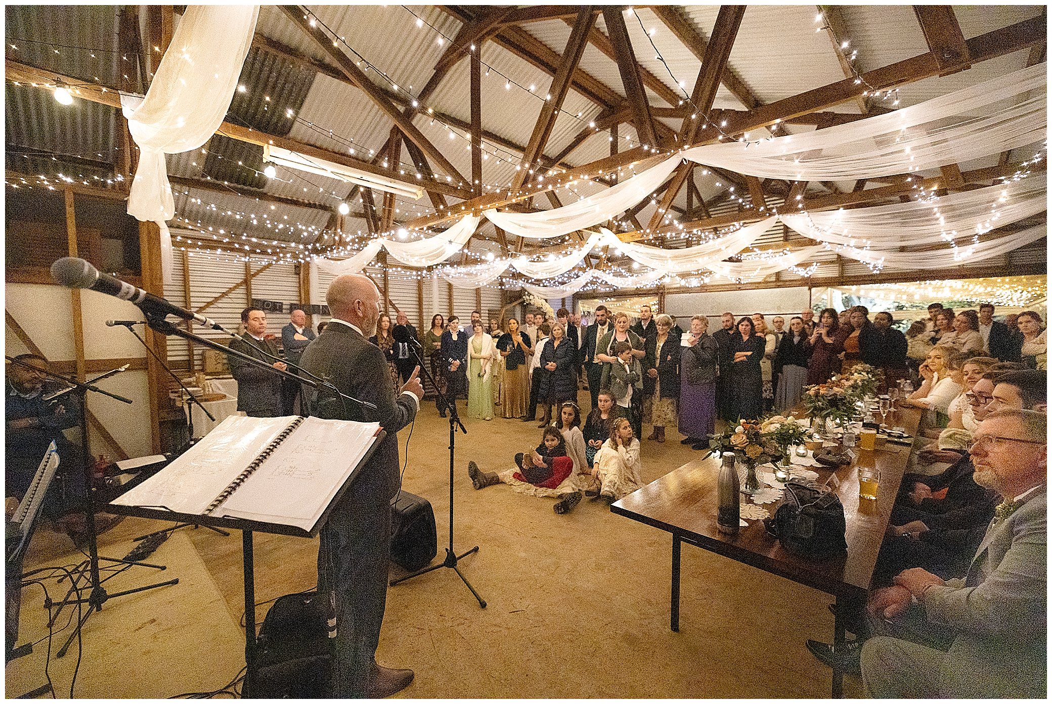 a dad gives a speech at Rock Abbey Gardens reception centre uralla
